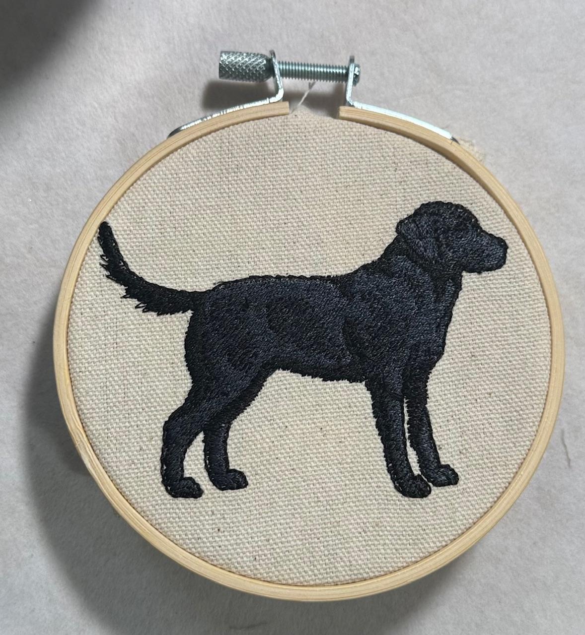 Black Labrador Retriever Machine Embroidered Art No. 2 | Framed Dog Breed Décor