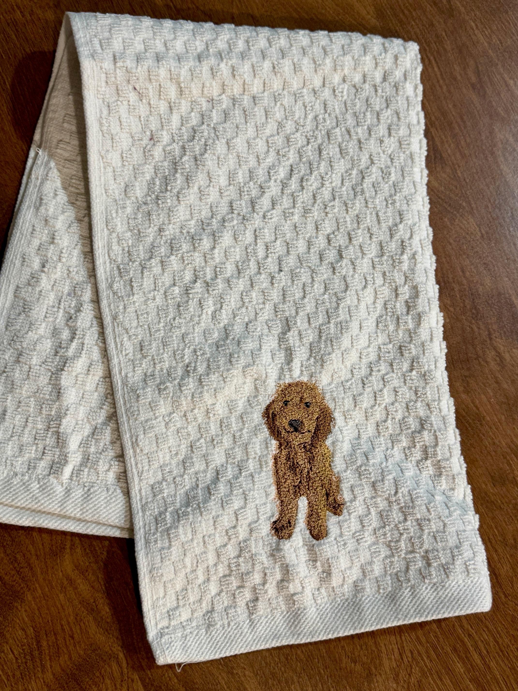 Goldendoodle Machine Embroidered Towel
