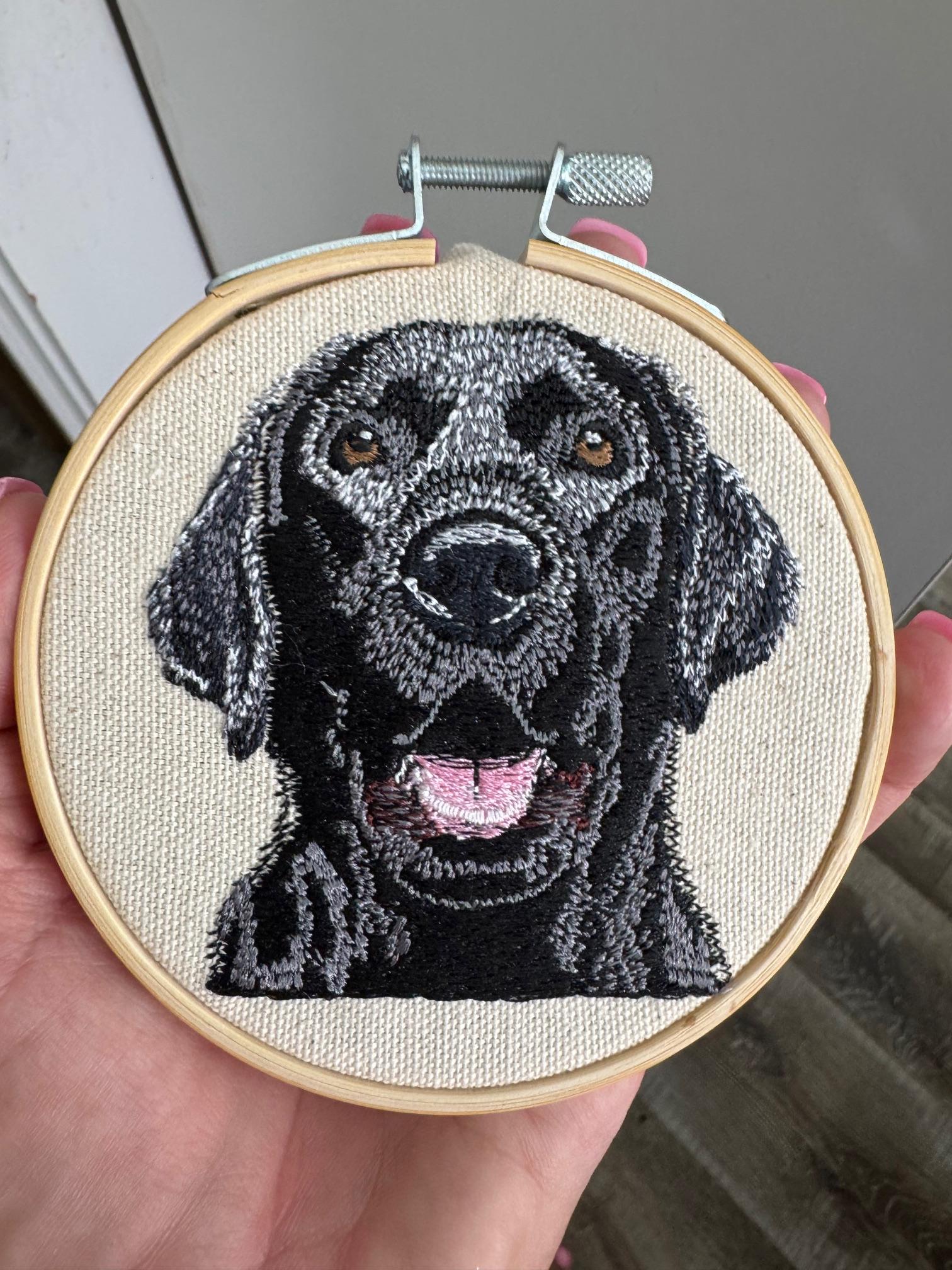 Black Labrador Retriever Machine Embroidered Art No. 3 | Framed Dog Breed Décor