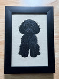 Black Doodle Dog — Machine Embroidered Framed Art | Tabletop Decor