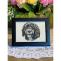 Portuguese Water Dog Machine Embroidered Framed Art | Tabletop Decor for Home or Office