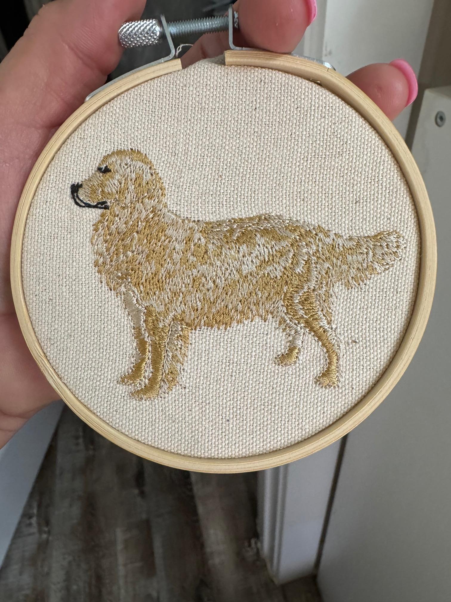 Golden Retriever Machine Embroidered Framed Art | Tabletop Decor