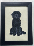 Doodle Dog Machine Embroidered and Framed Art