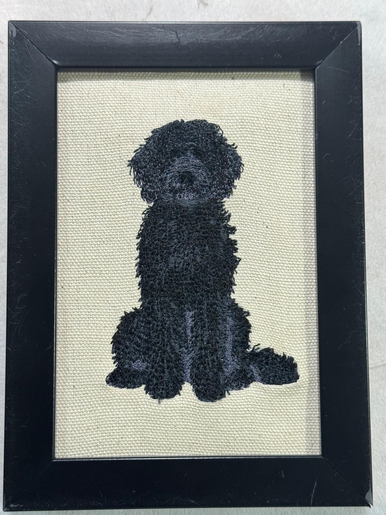 Doodle Dog Machine Embroidered and Framed Art