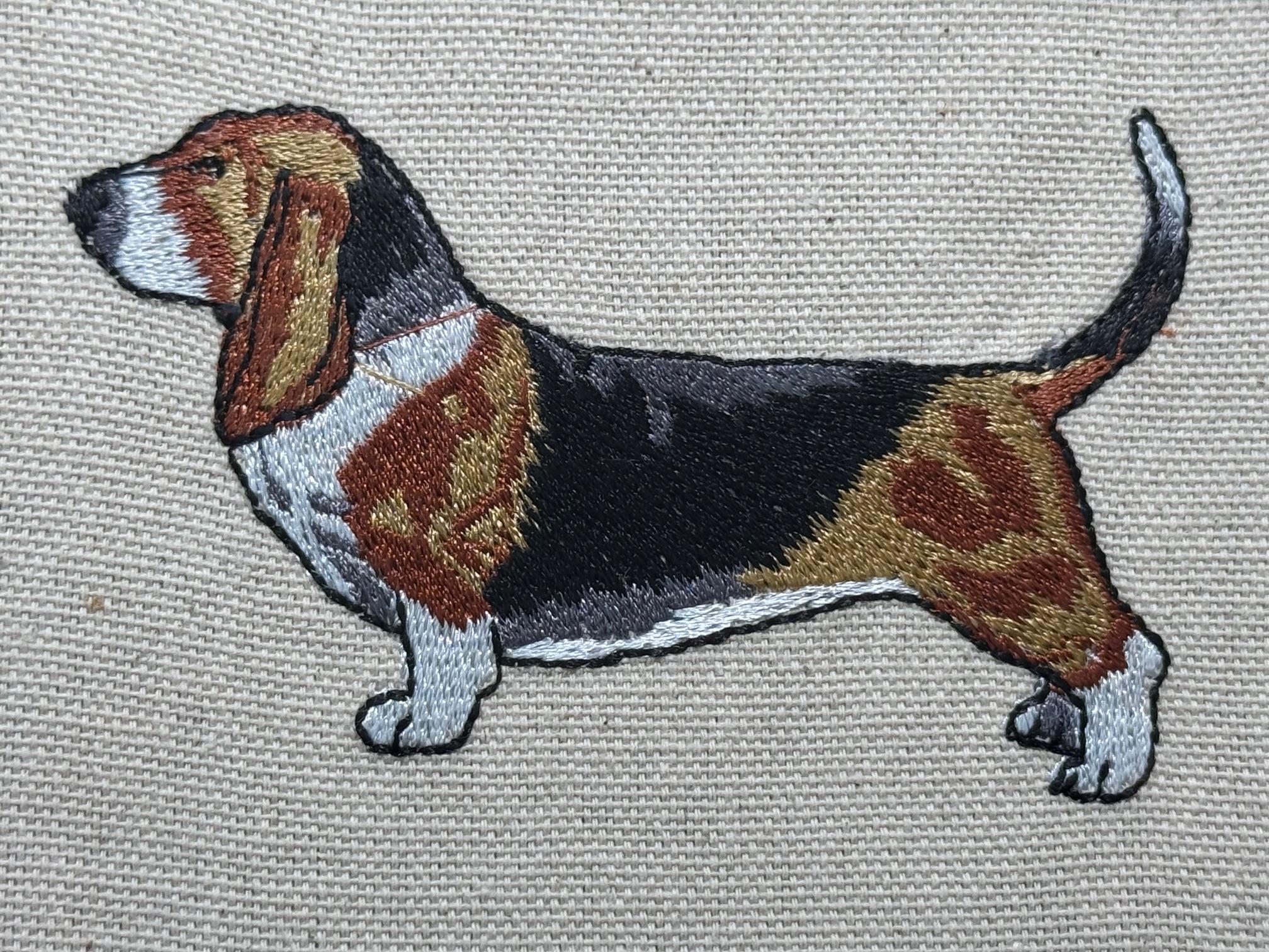 Basset Hound Machine Embroidered Art | Framed Dog Breed Décor