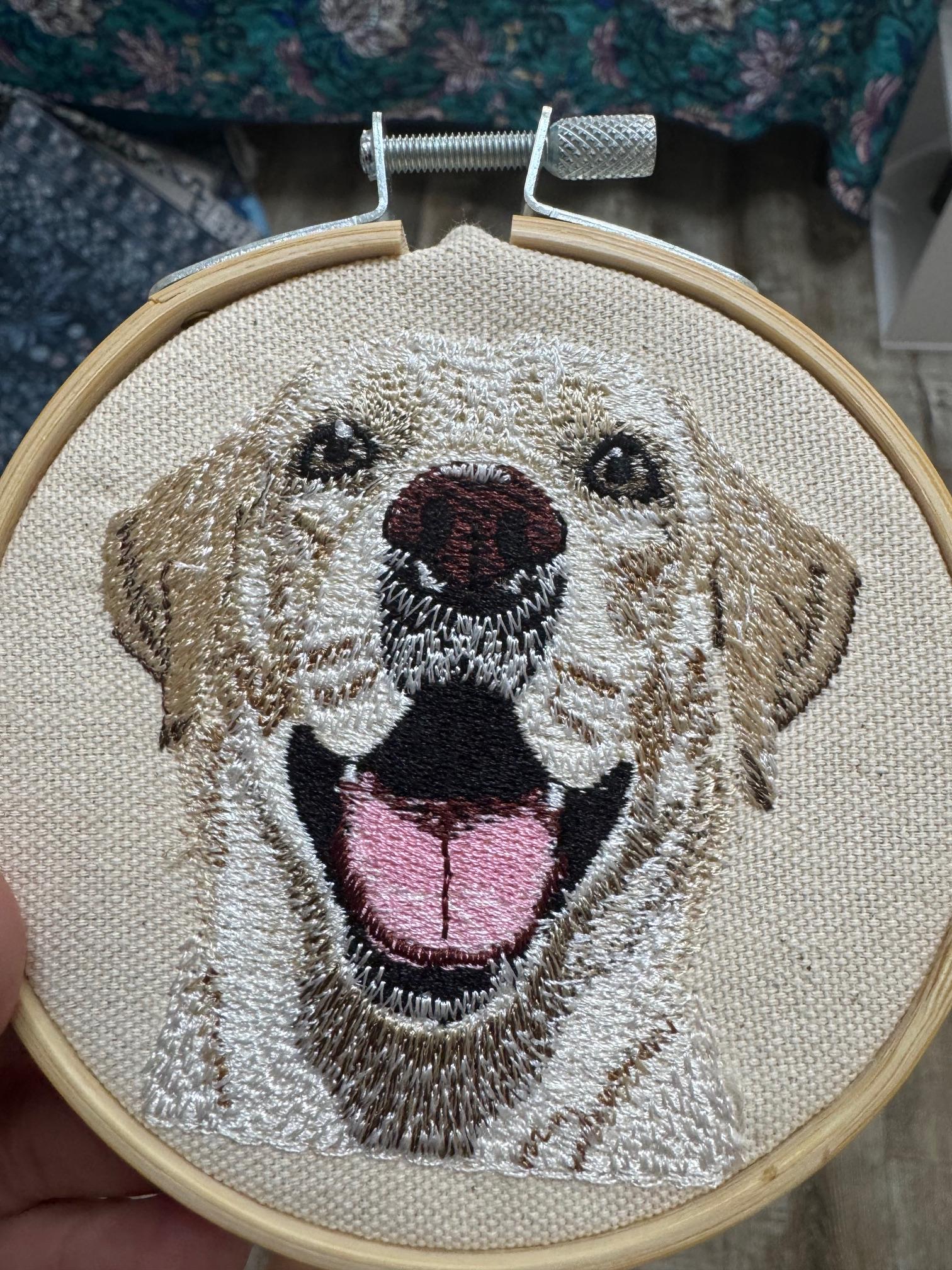 Yellow Labrador Retriever Machine Embroidered Art | Framed Dog Breed Décor III