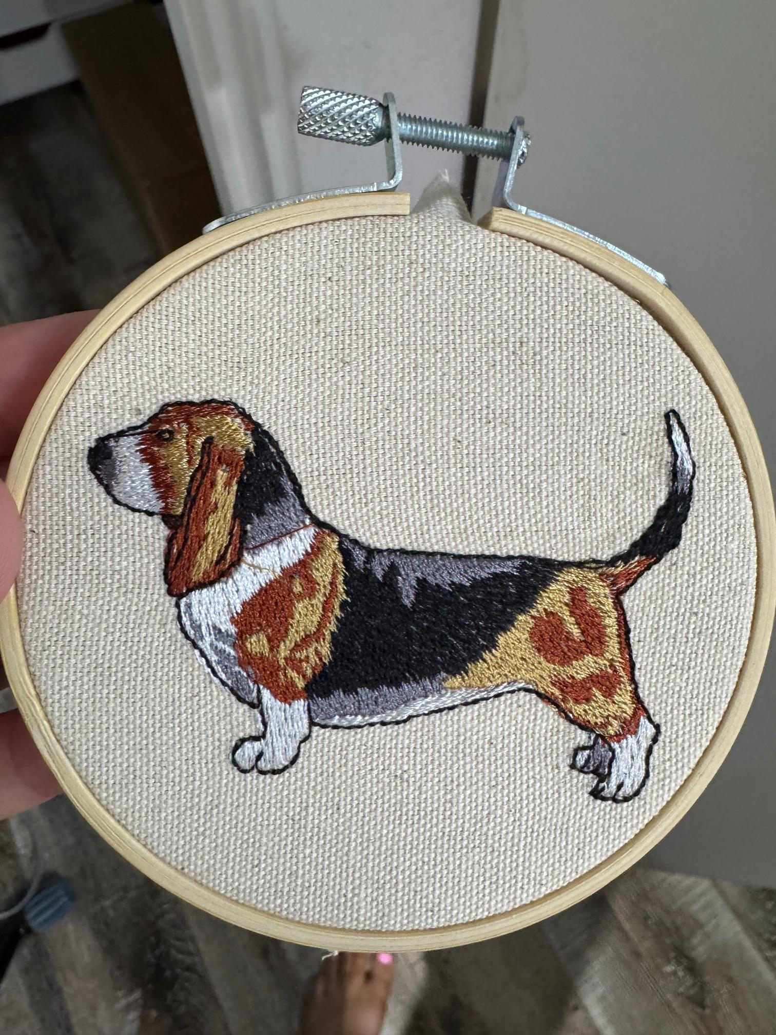 Basset Hound Machine Embroidered Art | Framed Dog Breed Décor