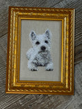 West Highland Terrier Machine Embroidered Framed Art | Tabletop Decor for Home or Office