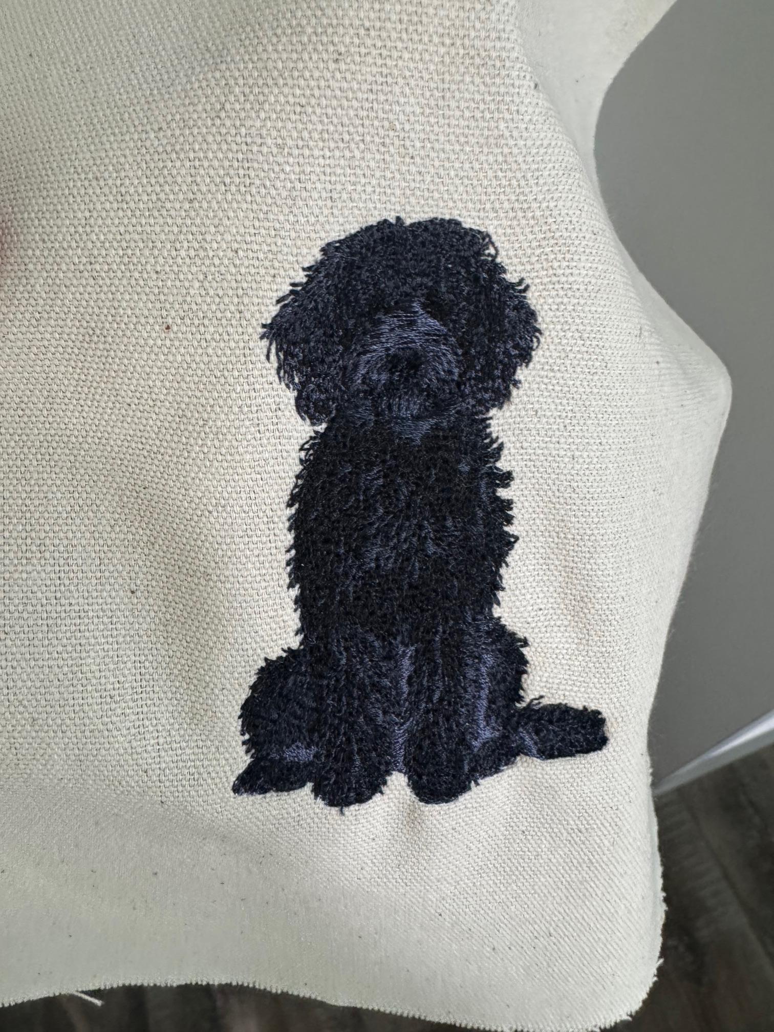Doodle Dog Machine Embroidered and Framed Art