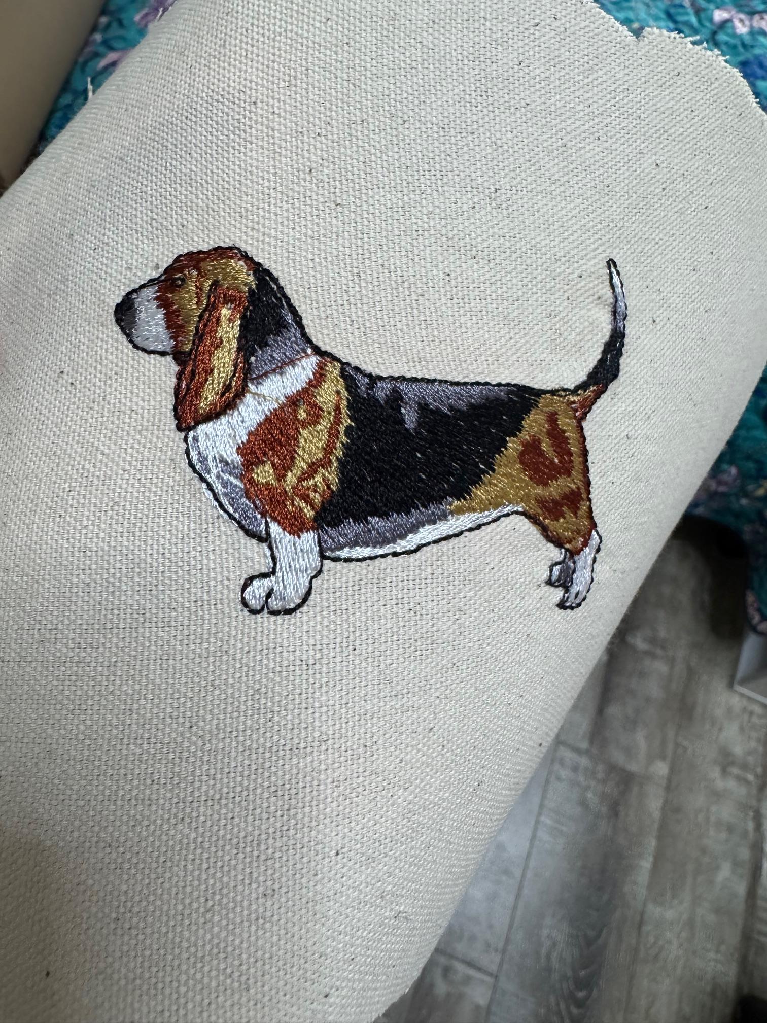 Basset Hound Machine Embroidered Art | Framed Dog Breed Décor