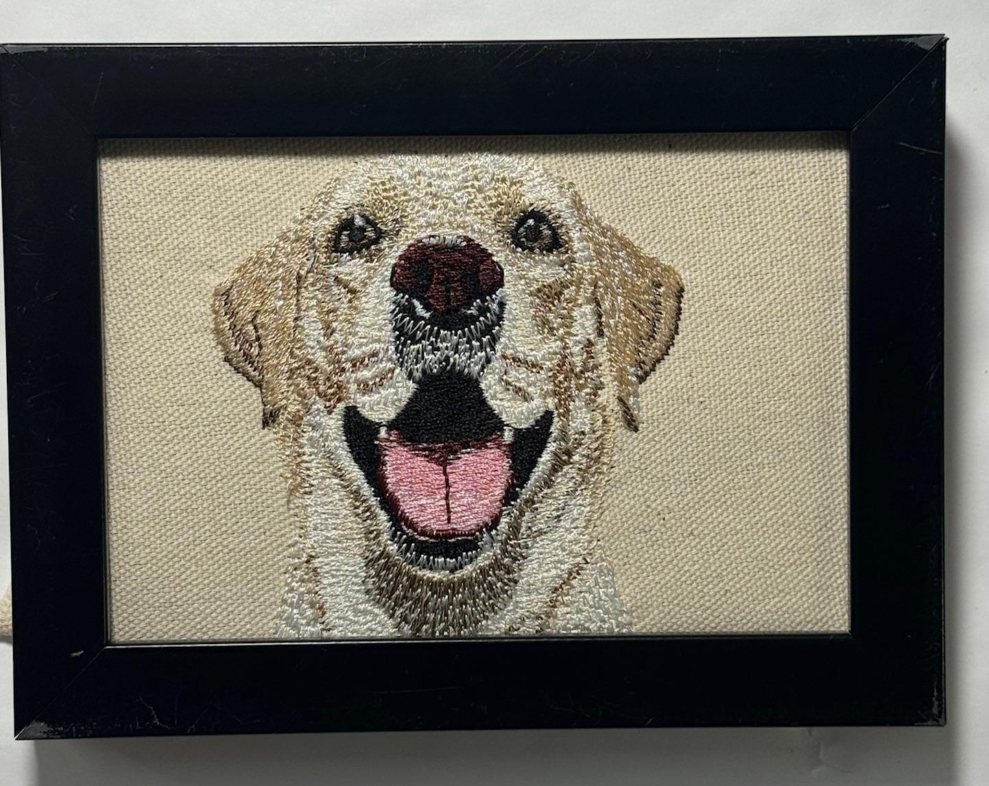 Yellow Labrador Retriever Machine Embroidered Art | Framed Dog Breed Décor III