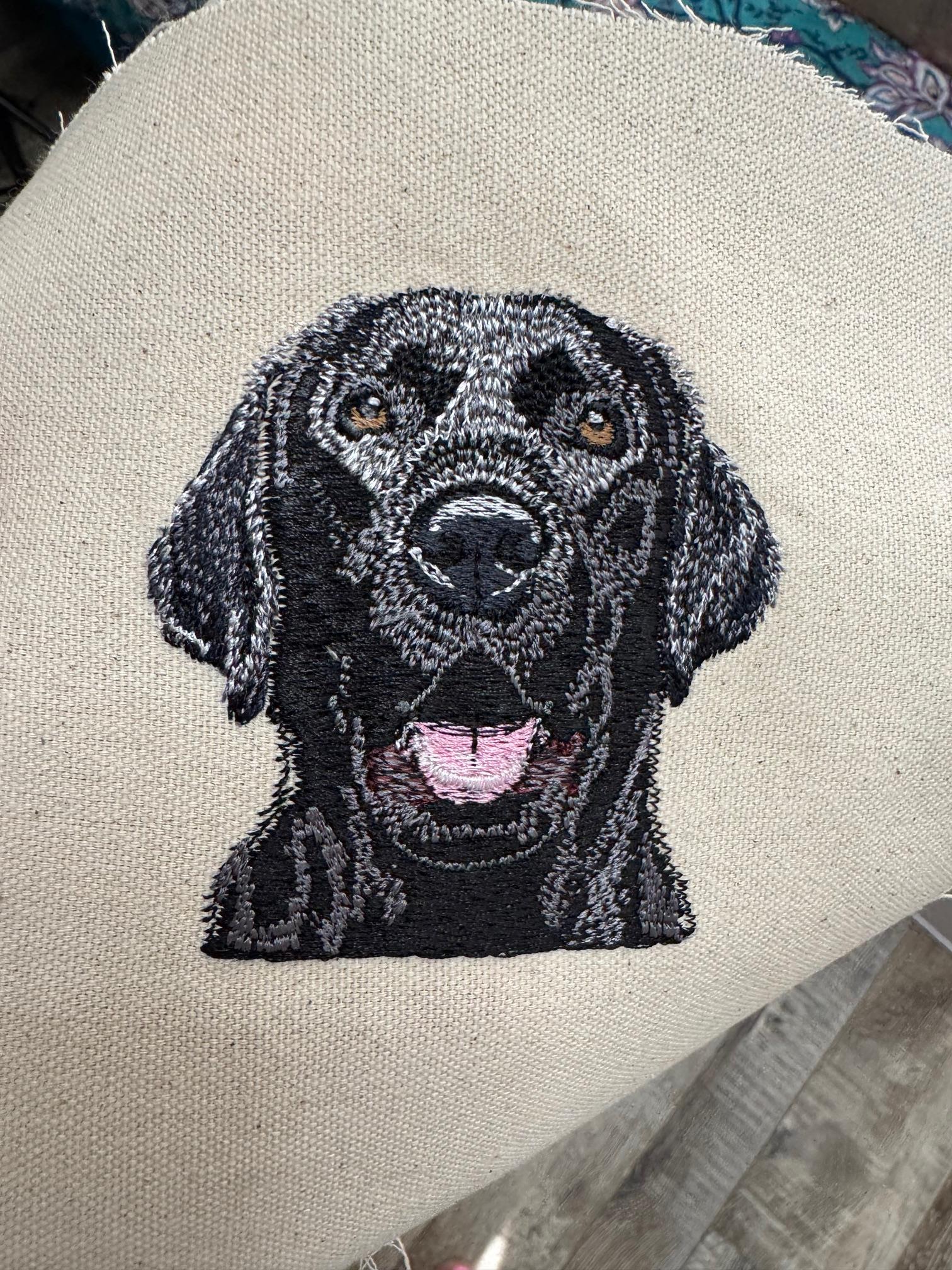 Black Labrador Retriever Machine Embroidered Art No. 3 | Framed Dog Breed Décor