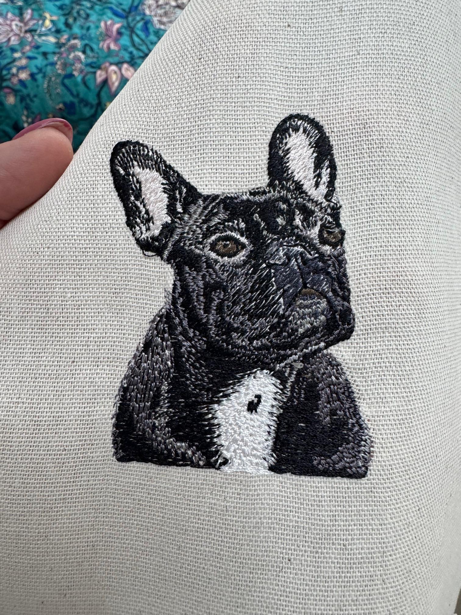 French Bulldog Machine Embroidered Art | Framed Dog Breed Décor