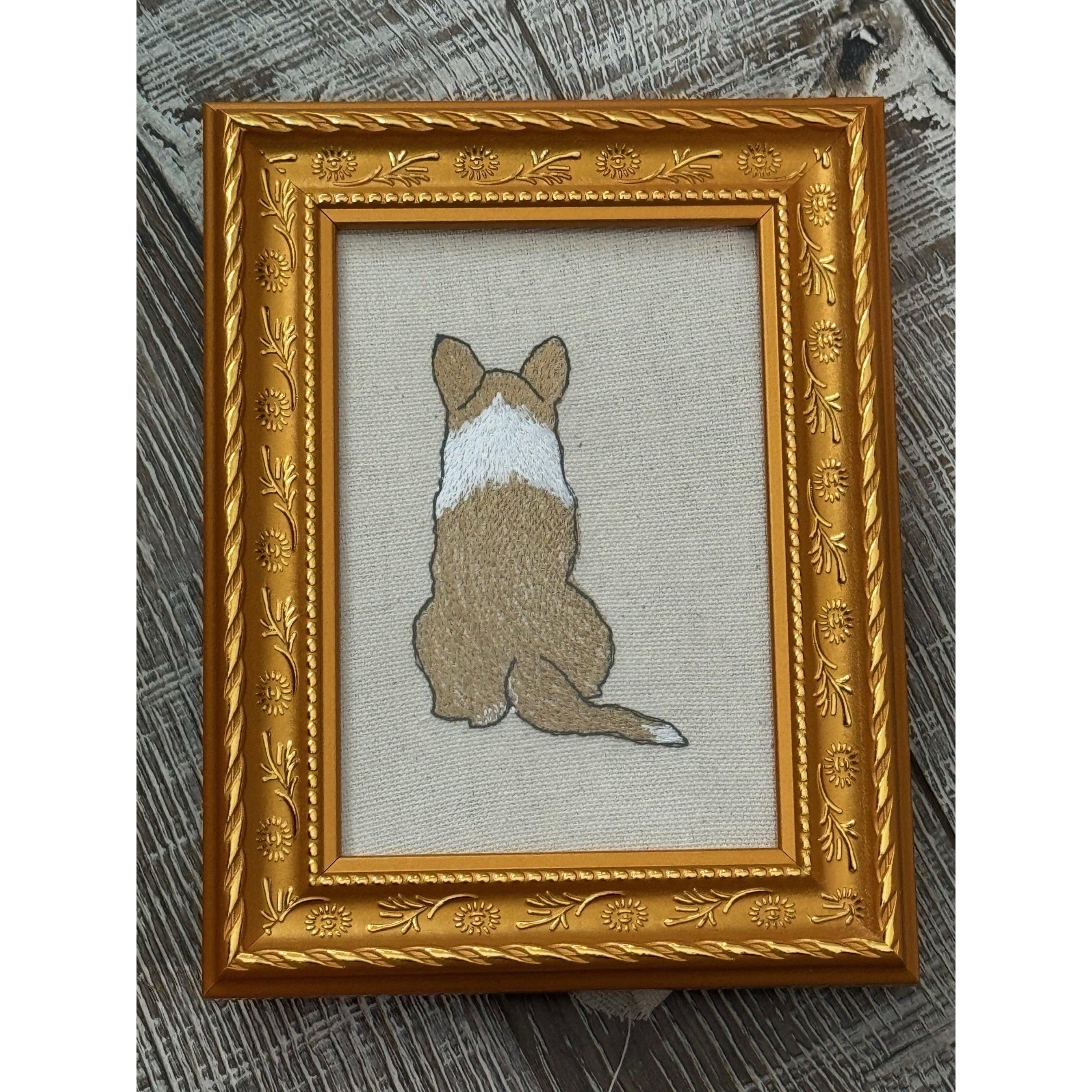 Corgi — Machine Embroidered Framed Art | Tabletop Decor