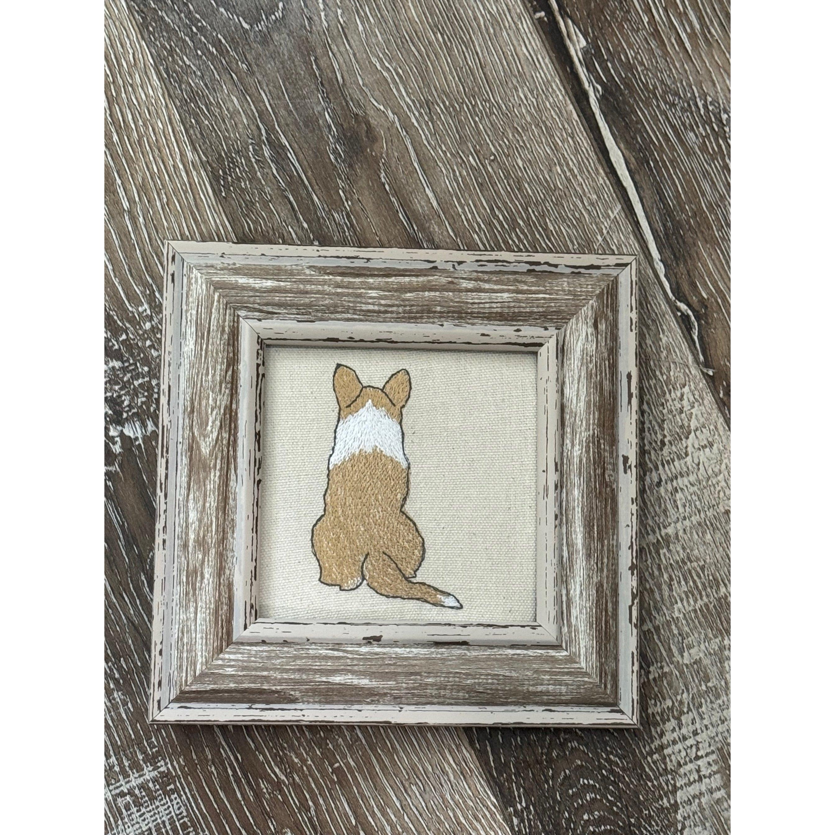 Corgi — Machine Embroidered Framed Art | Tabletop Decor