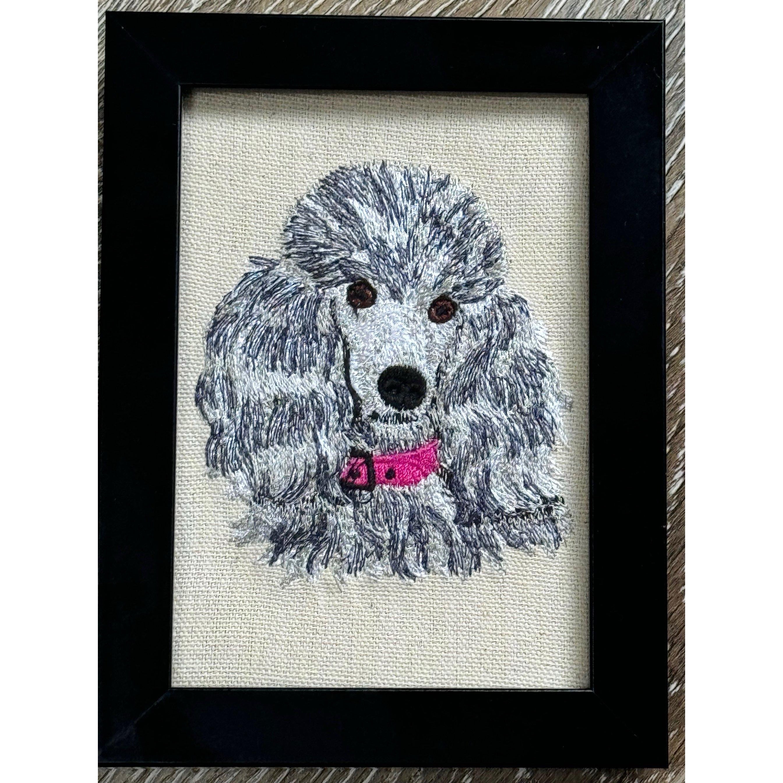 Poodle — Machine Embroidered Framed Art | Tabletop Decor