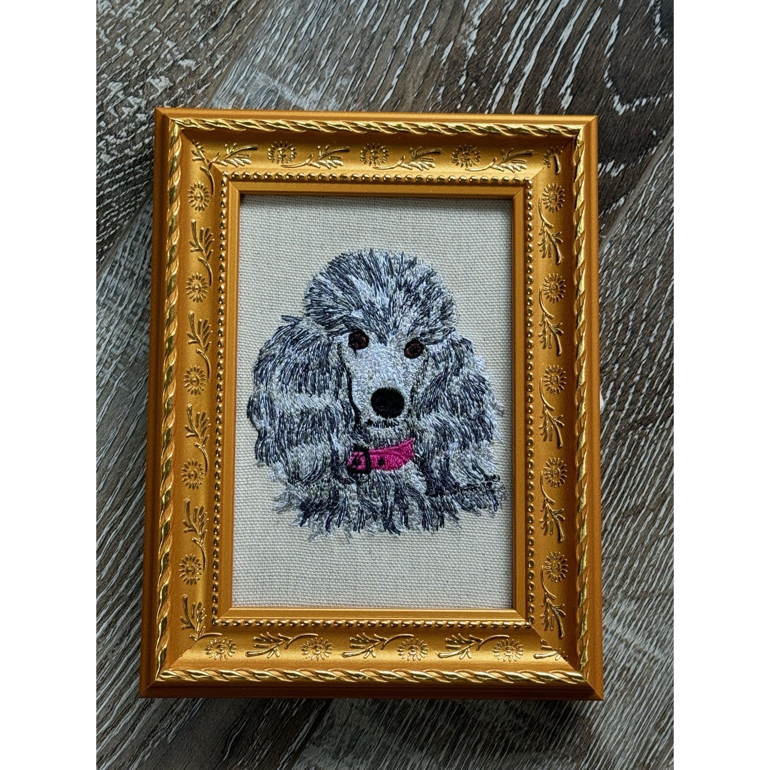 Poodle — Machine Embroidered Framed Art | Tabletop Decor