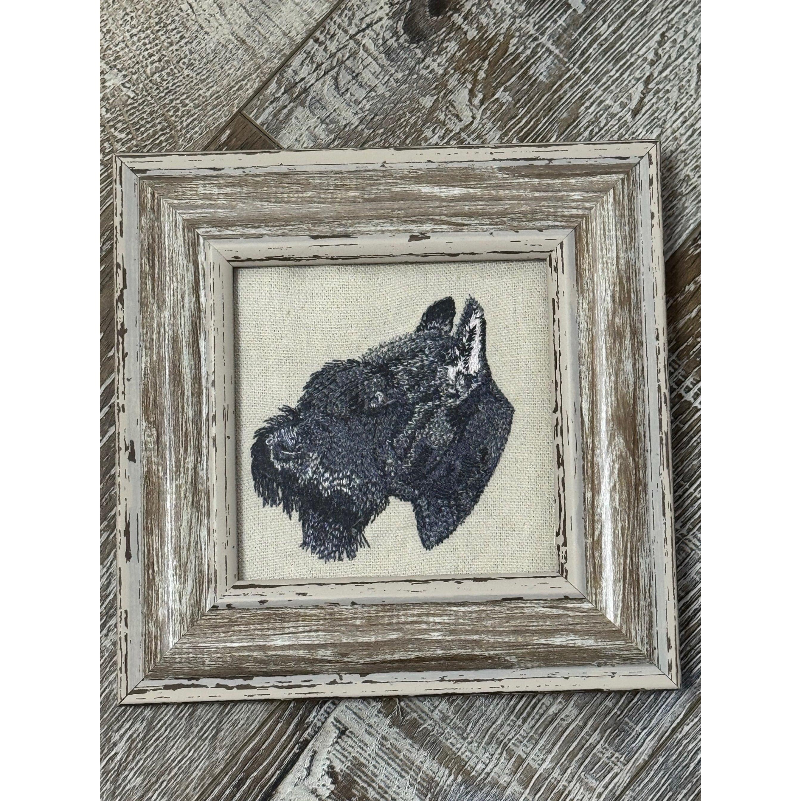 Giant Schnauzer machine embroidered with your choice of frame!