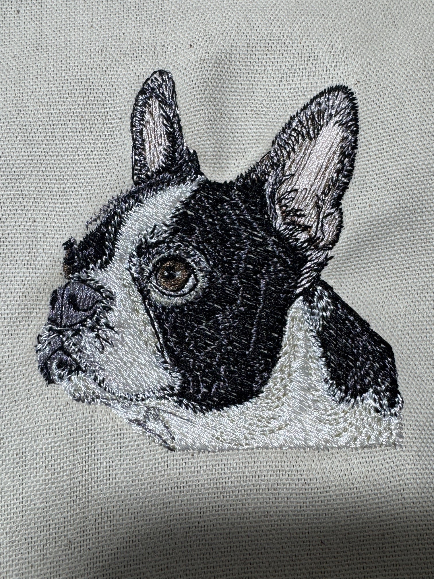 Boston Terrier Machine Embroidered Framed Art | Tabletop Decor
