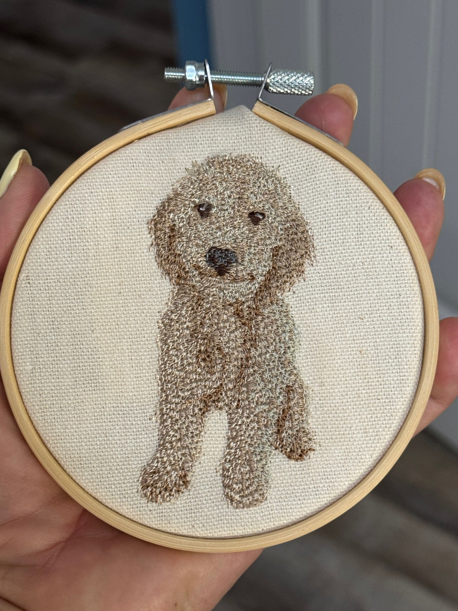 Goldendoodle Machine Embroidered Framed Art | Tabletop Decor