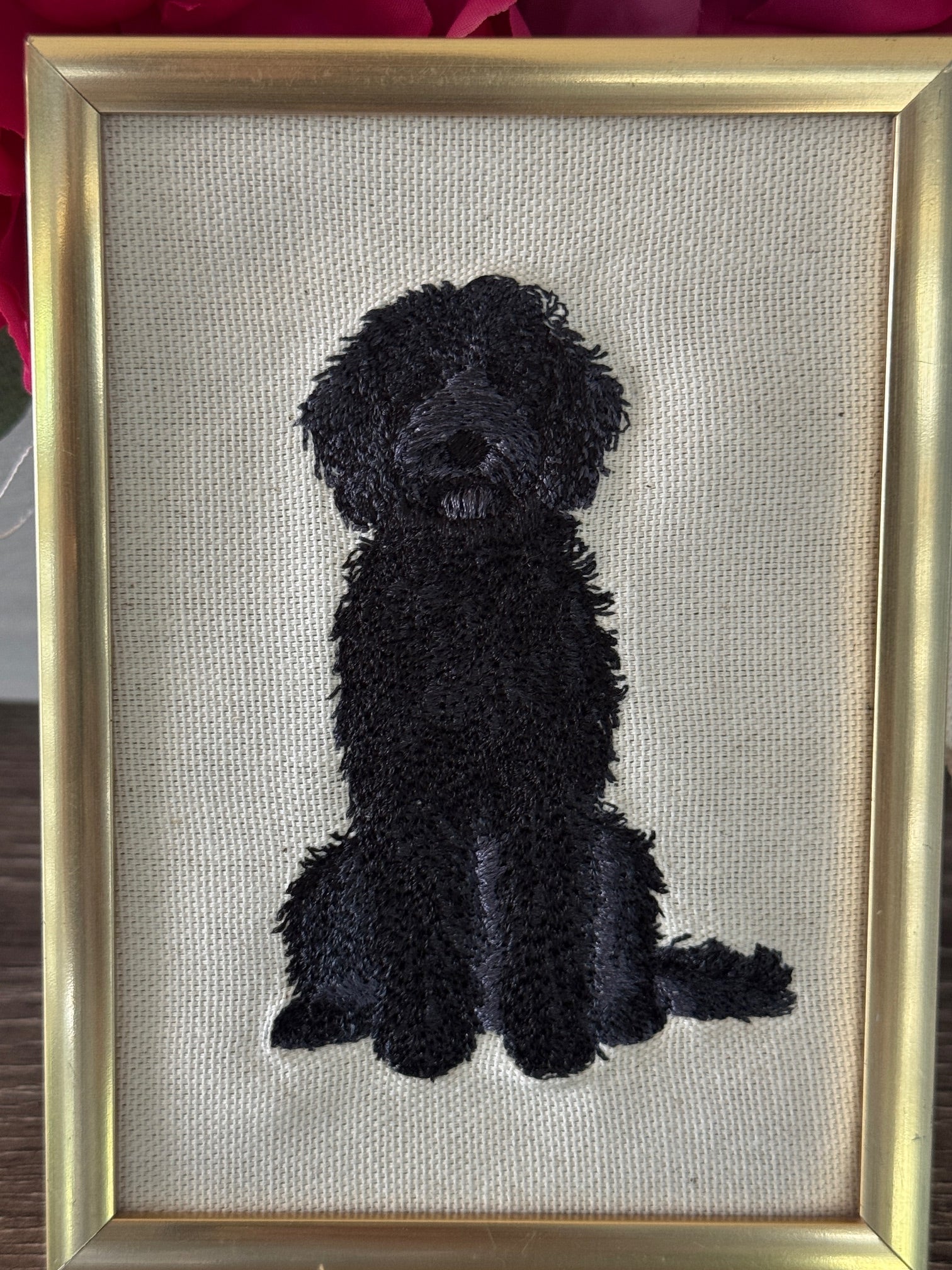 Doodle Dog Machine Embroidered and Framed Art