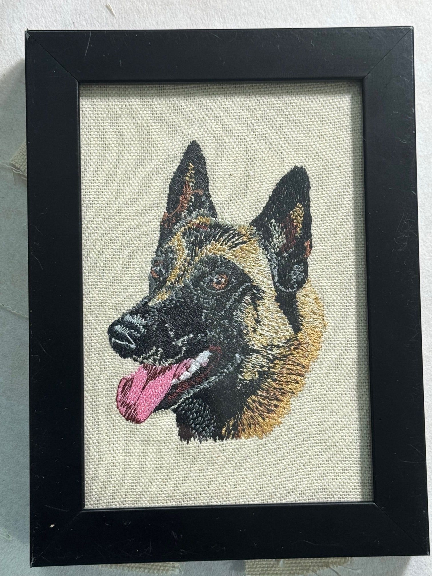 Belgian Malinois Machine Embroidered Framed Art No. 2 | Tabletop Decor