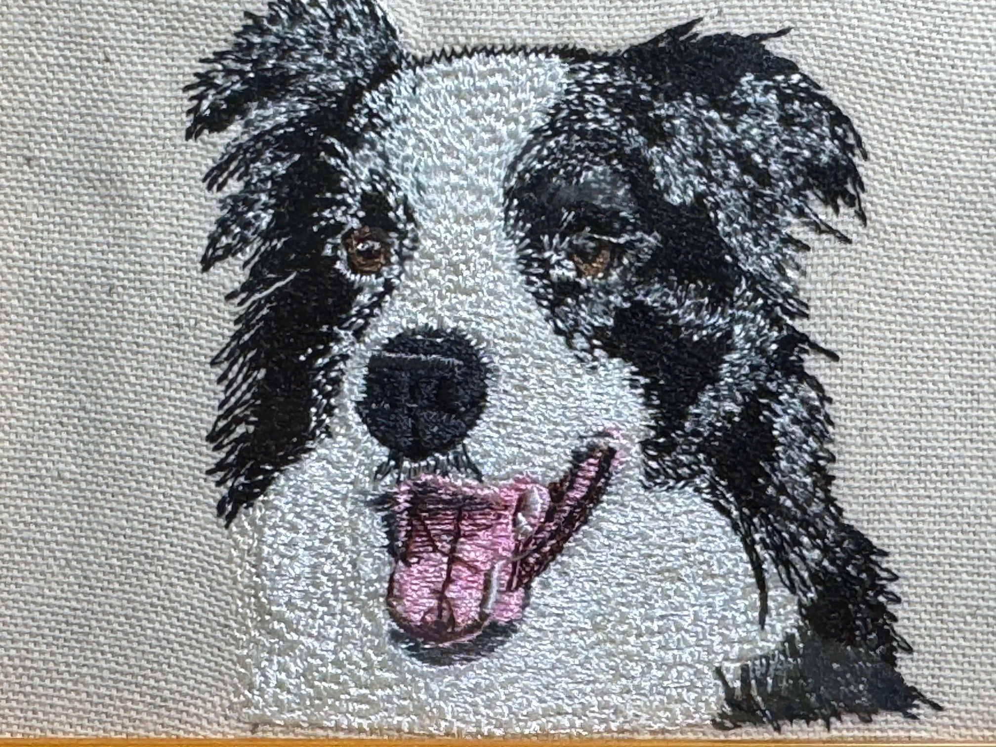 Border Collie Machine Embroidered Framed Art | Tabletop Decor for Home or Office