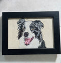 Border Collie Machine Embroidered Framed Art | Tabletop Decor for Home or Office