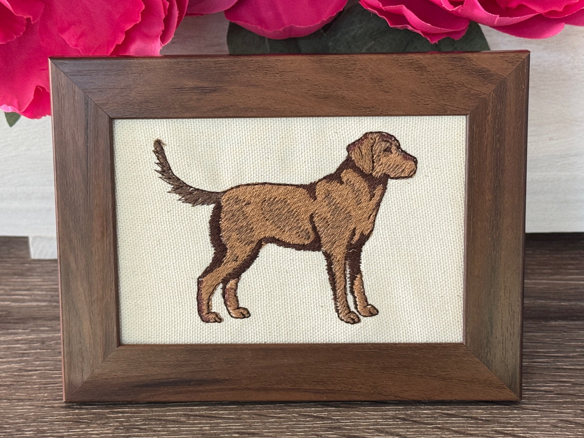 Chocolate Labrador Retriever Machine Embroidered Art No. 2 | Framed Dog Breed Décor