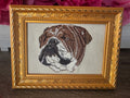 English Bulldog Machine Embroidered Framed Art | Dog Breed Décor