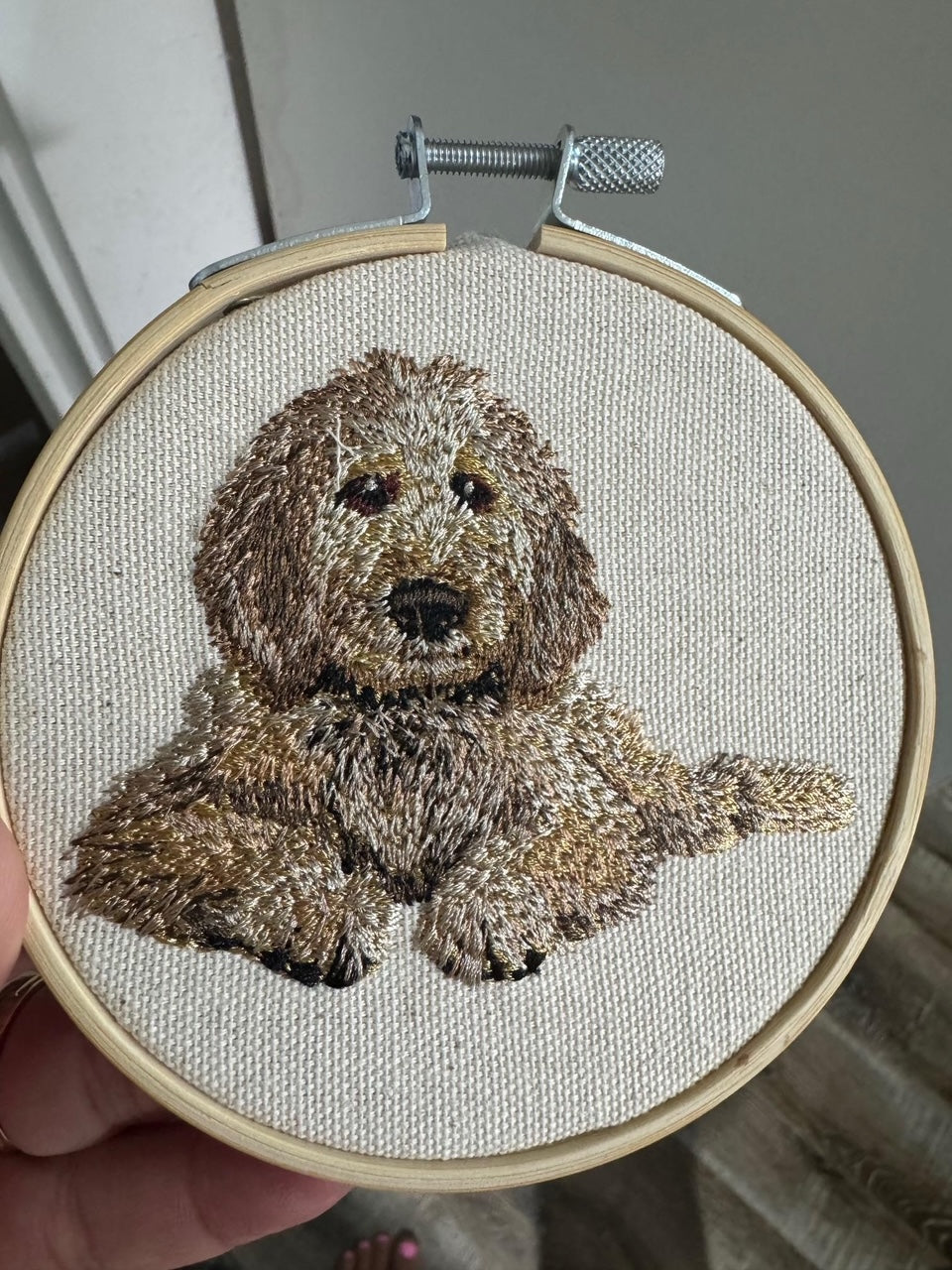 Goldendoodle Machine Embroidered Framed Art No. 3 | Tabletop Decor