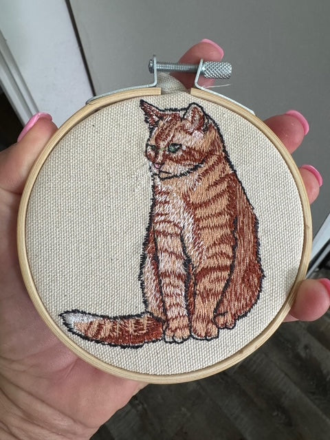 Tabby Cat Machine Embroidered Art | Framed Cat Breed Décor