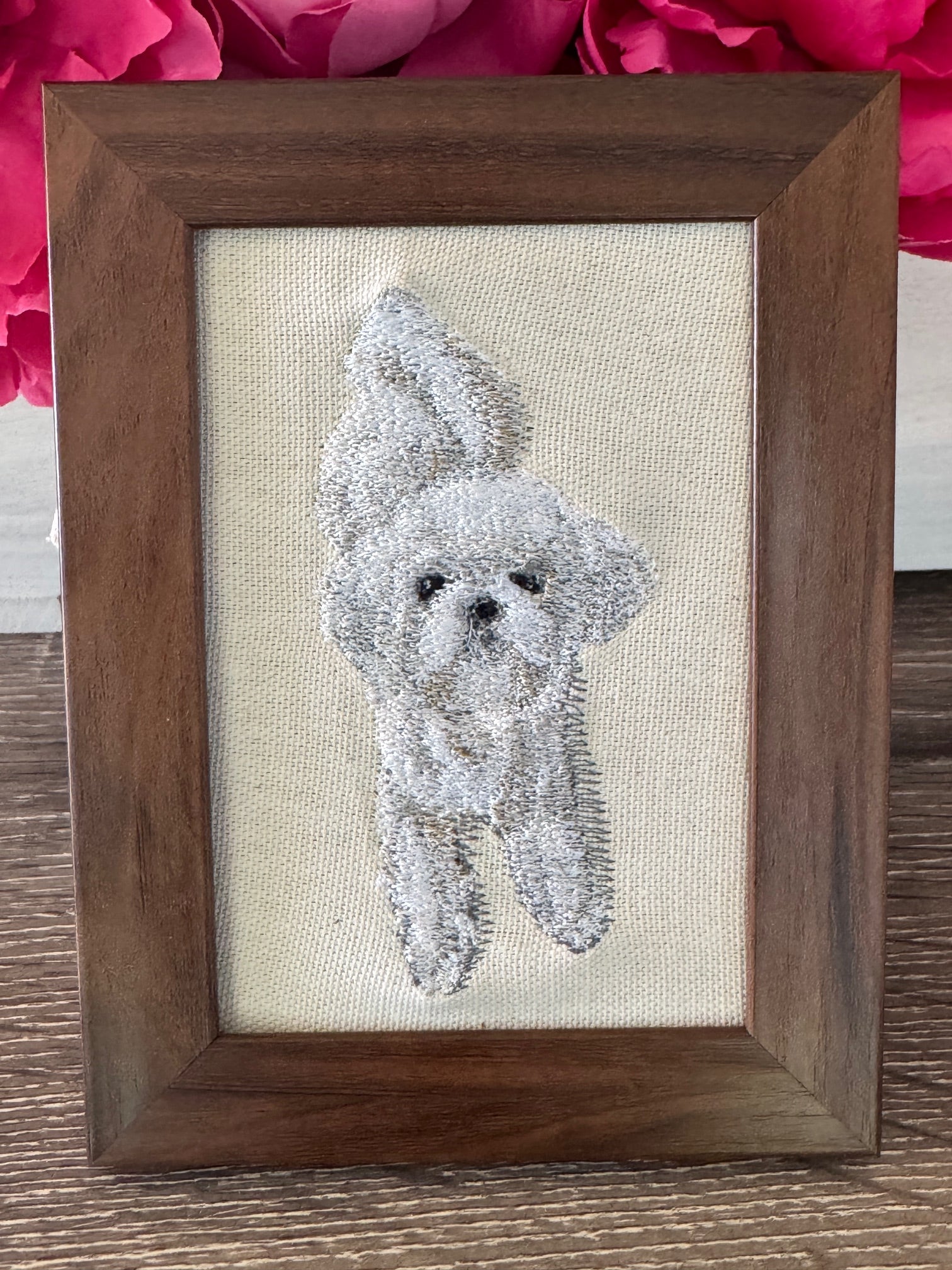 Maltese, Bichon, Poodle & Shih Tzu Machine Embroidered Framed Art | Desk & Wall Decor