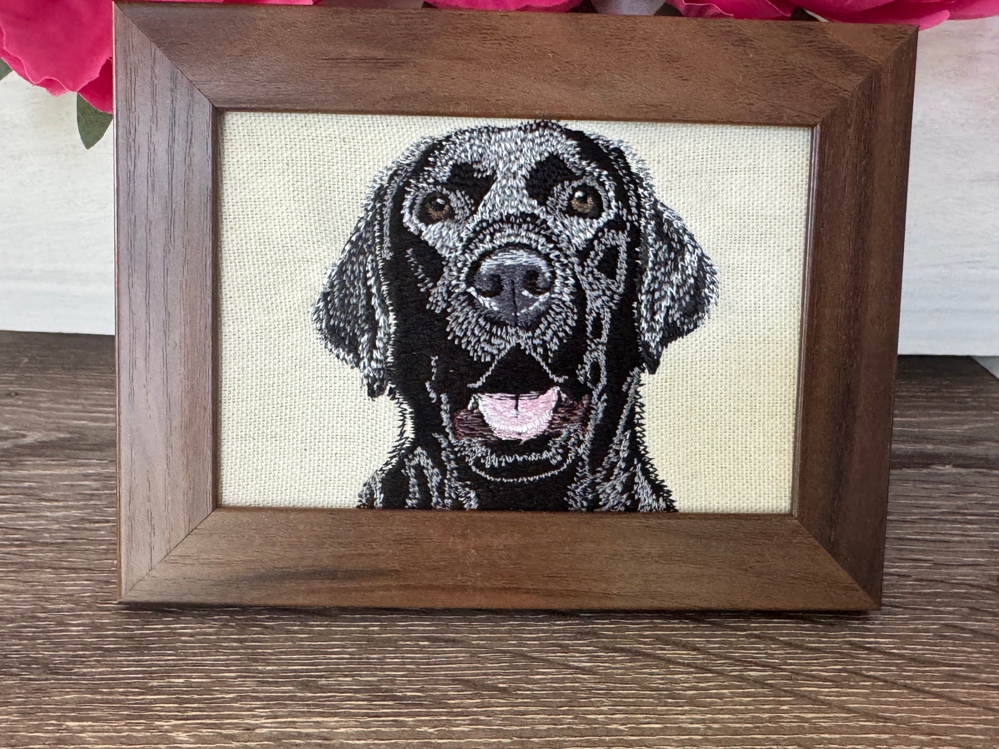 Black Labrador Retriever Machine Embroidered Art No. 3 | Framed Dog Breed Décor