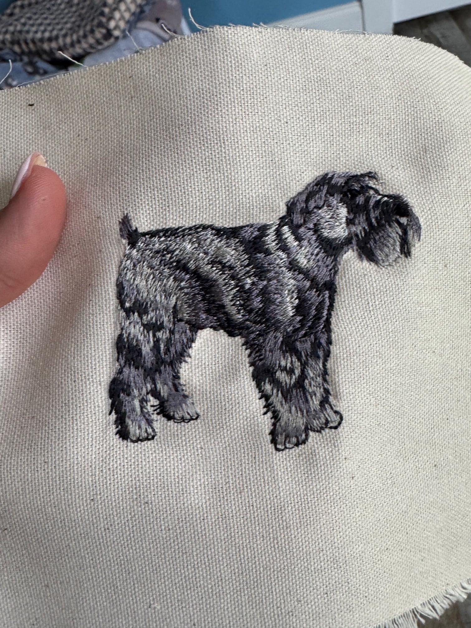 Schnauzer Machine Embroidered Art No. 5 | Framed Dog Breed Décor