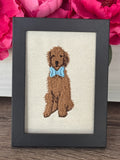 Goldendoodle Looking Dapper Machine Embroidered Framed Art | Tabletop Decor