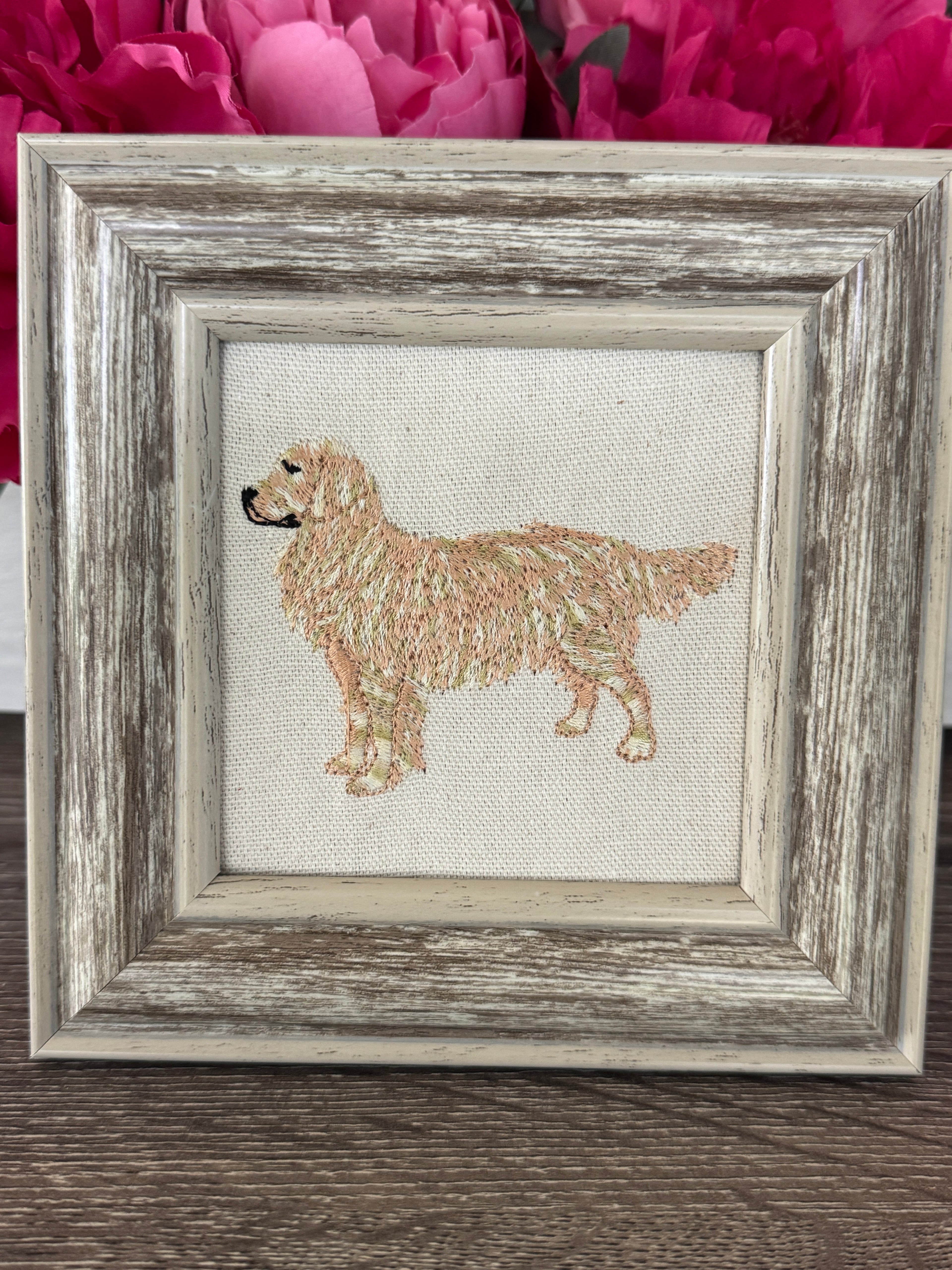 Golden Retriever Machine Embroidered Art | Framed Dog Breed Décor No. 3