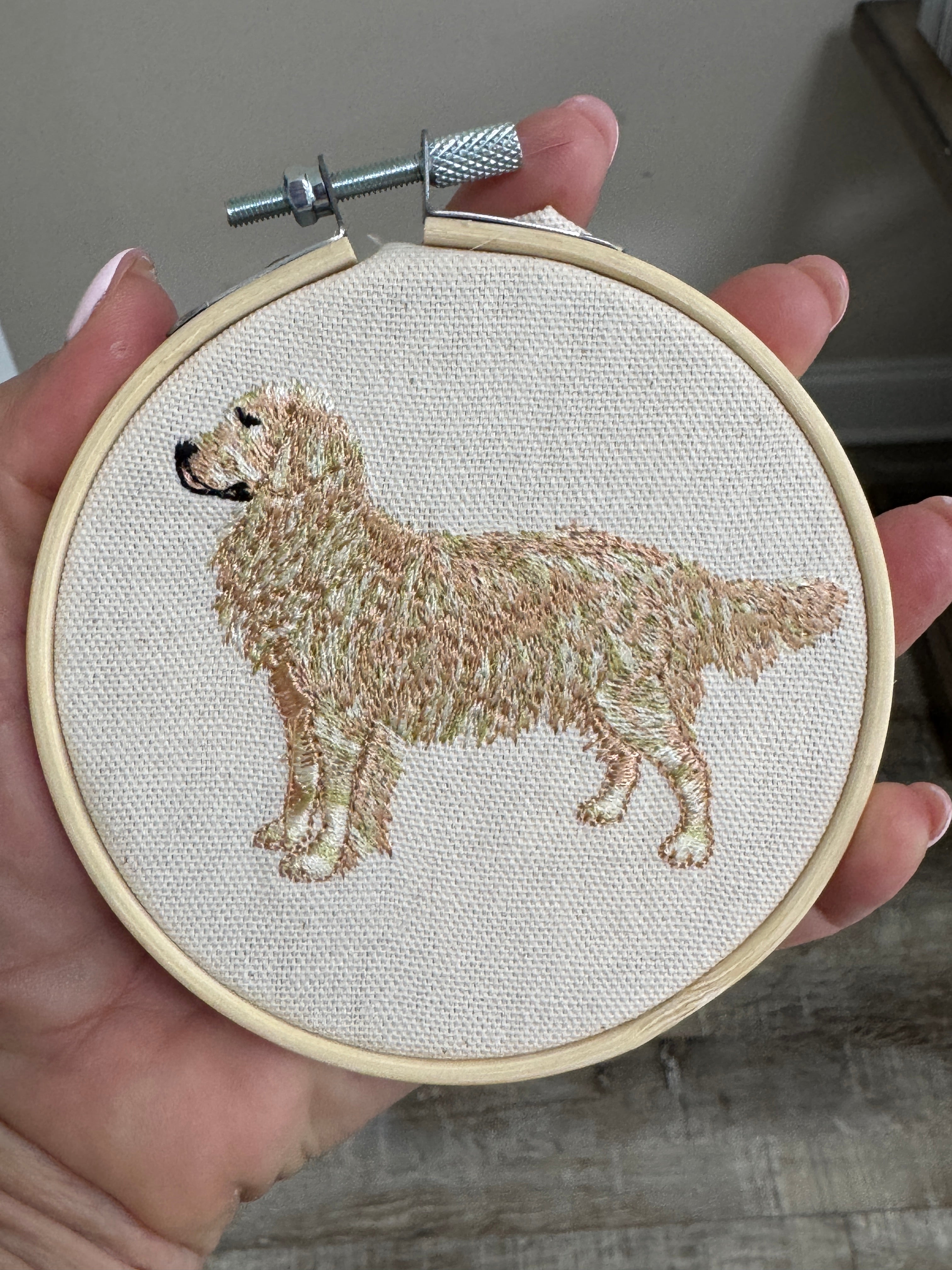 Golden Retriever Machine Embroidered Art | Framed Dog Breed Décor No. 3