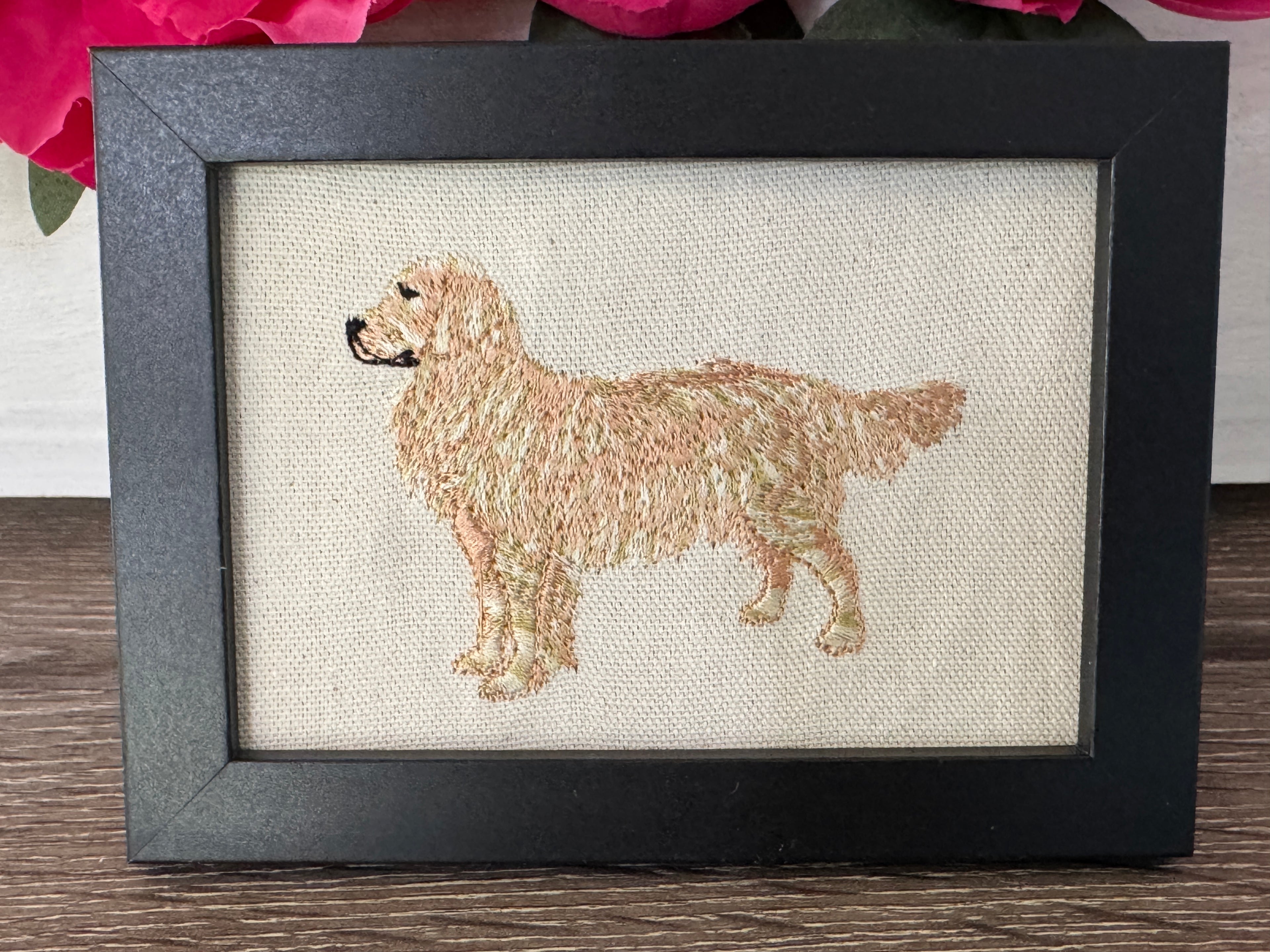 Golden Retriever Machine Embroidered Art | Framed Dog Breed Décor No. 3