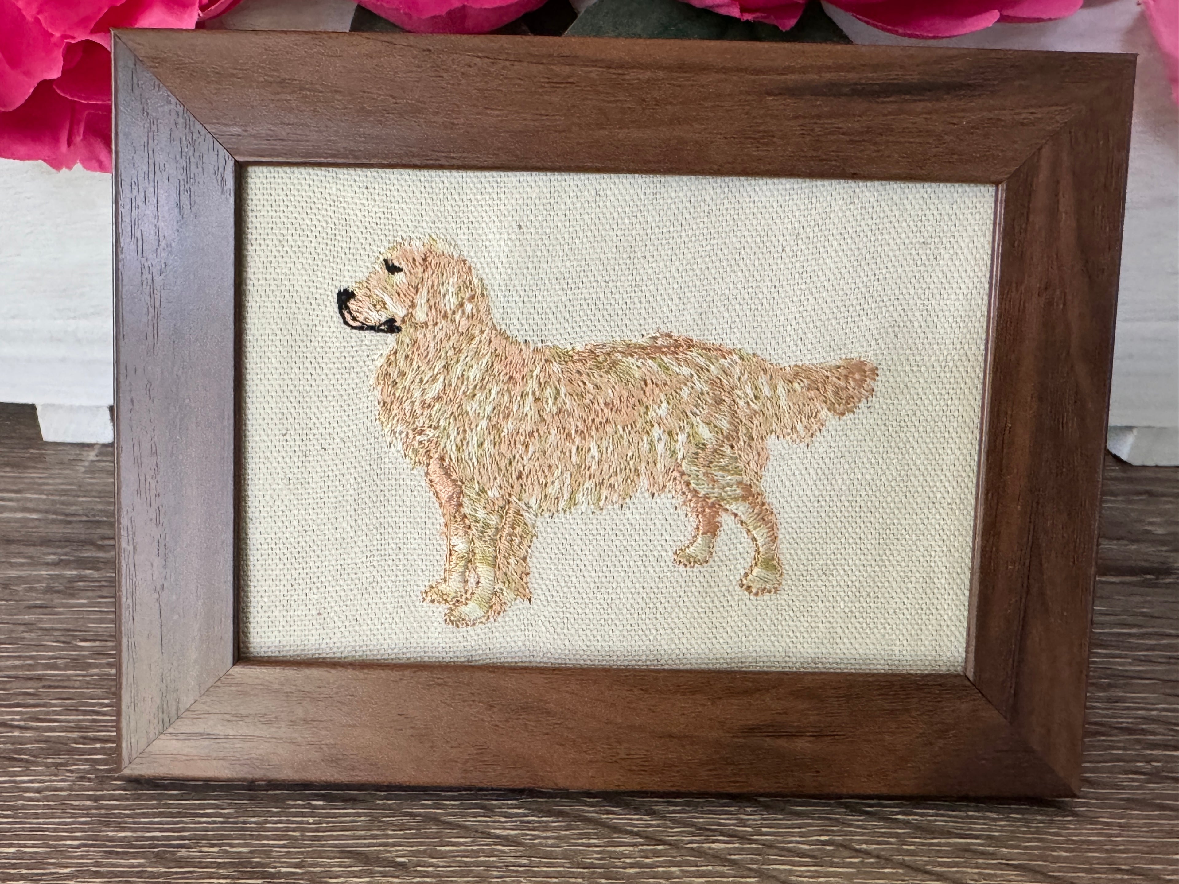 Golden Retriever Machine Embroidered Art | Framed Dog Breed Décor No. 3