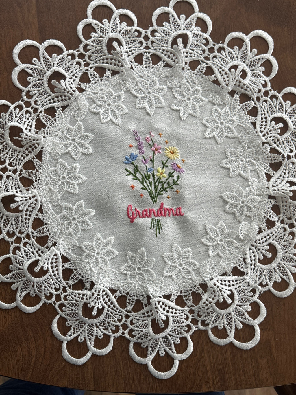 Grandma Machine Embroidered Doily