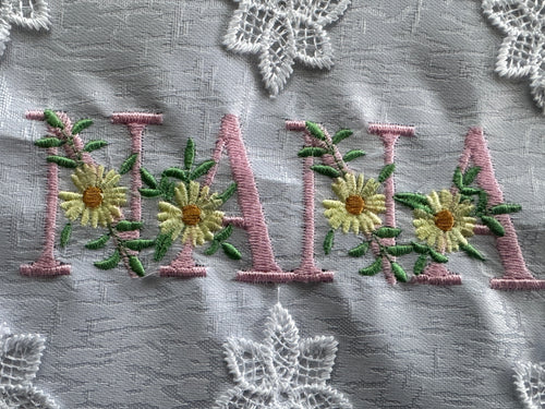 'NANA' Machine Embroidered White Doily