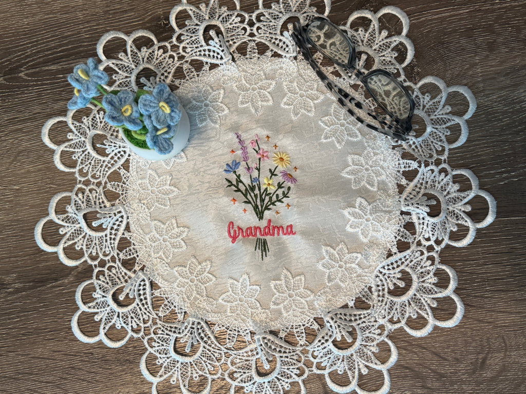Grandma Machine Embroidered Doily