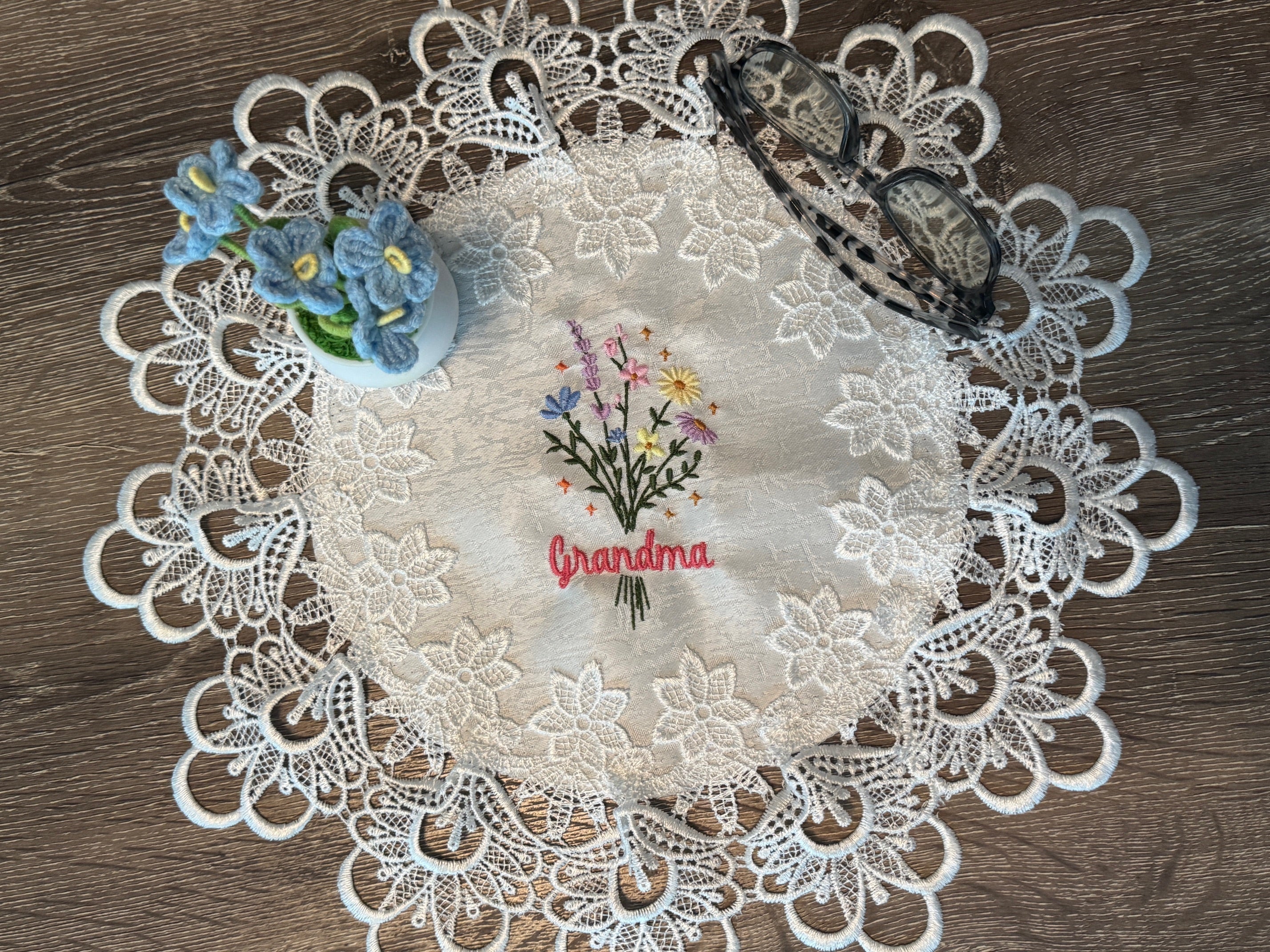 Grandma Machine Embroidered Doily