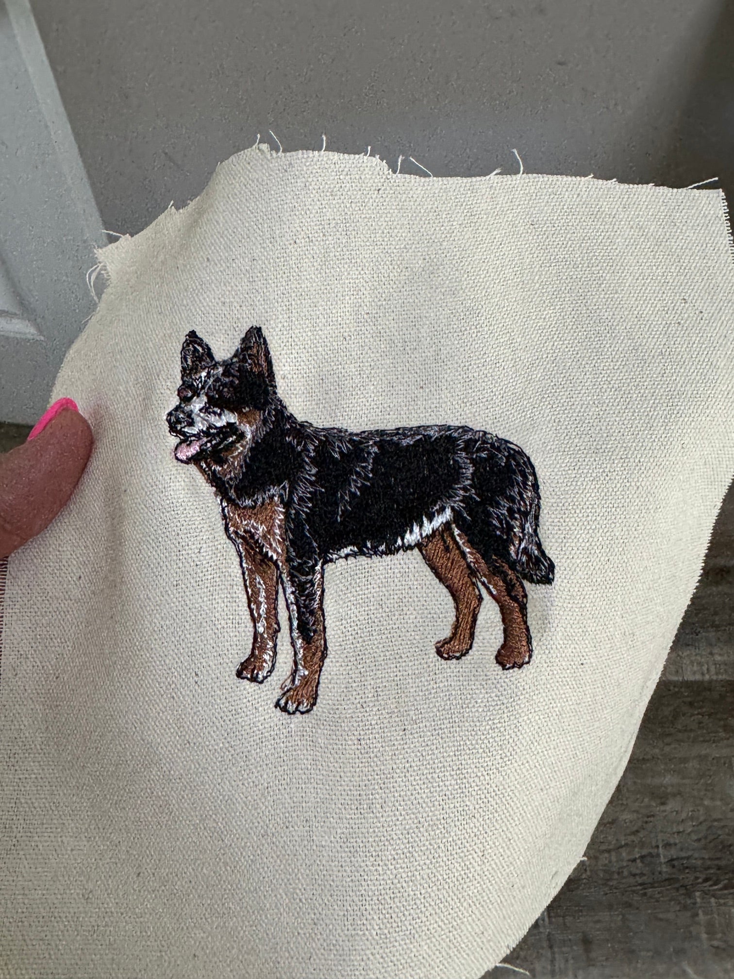 Blue Heeler Australian Cattle Dog Machine Embroidered Framed Art | Tabletop Decor