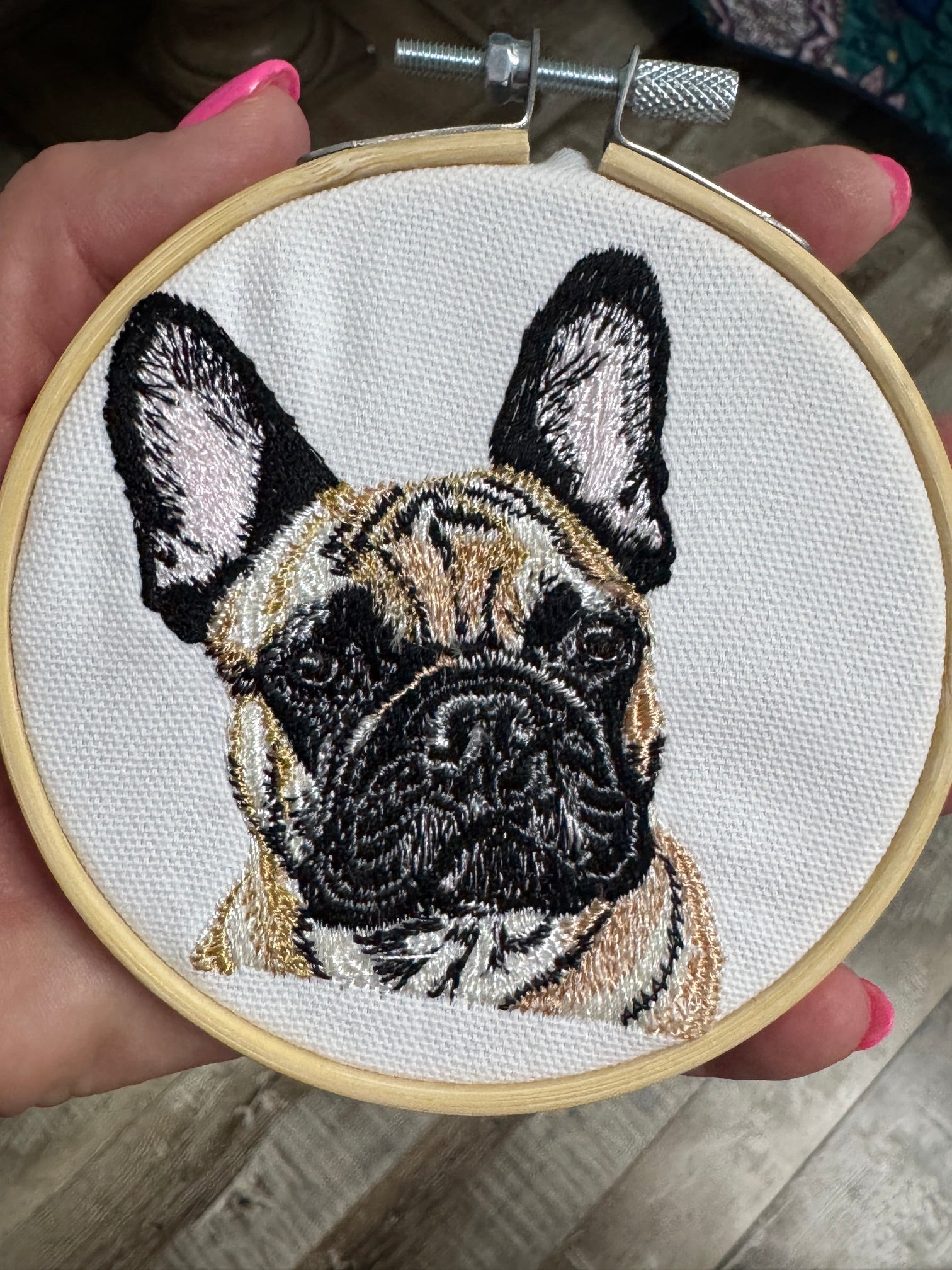 French Bulldog Machine Embroidered Art