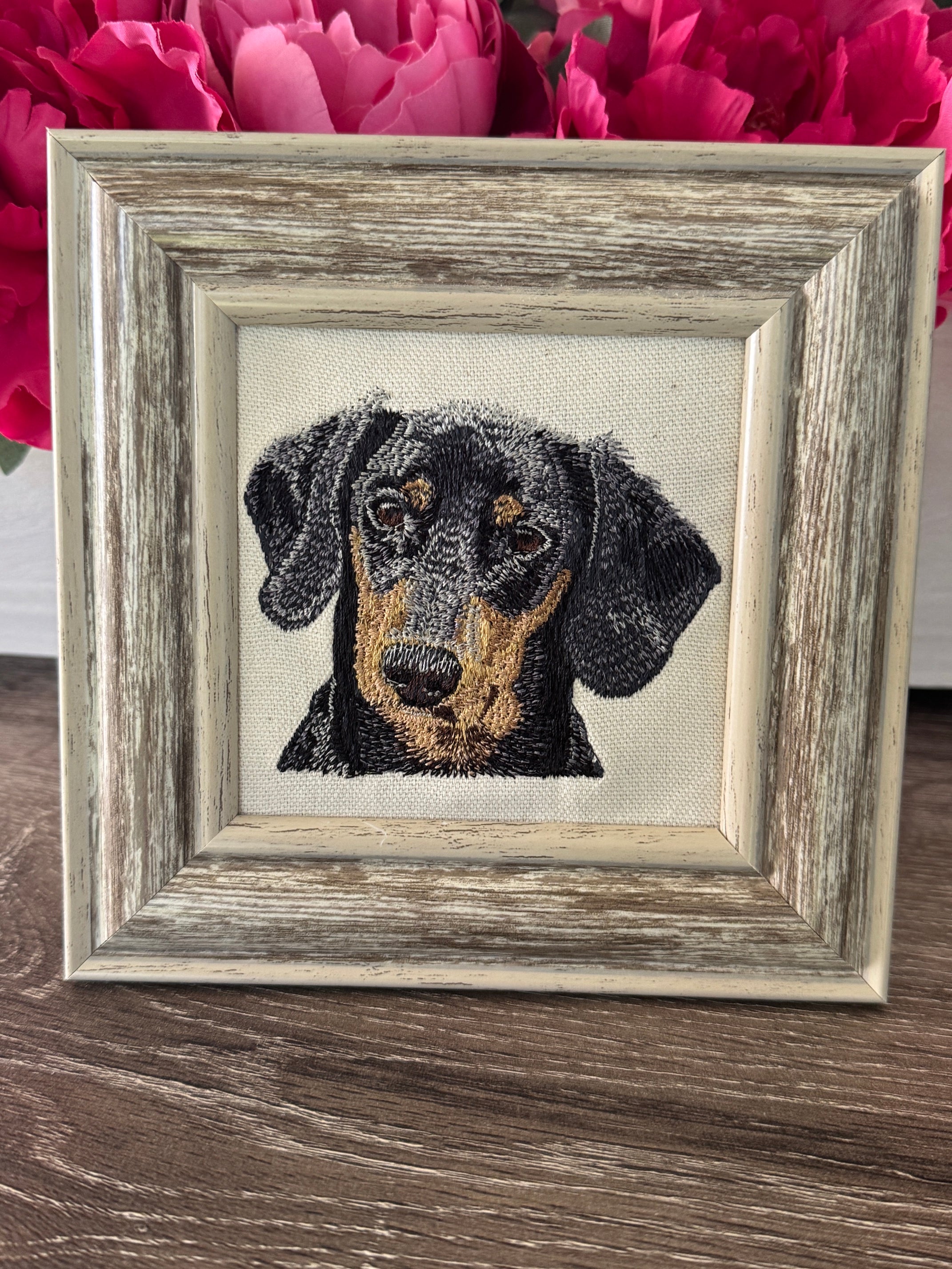 Dachshund Machine Embroidered Art | Framed Dog Breed Décor