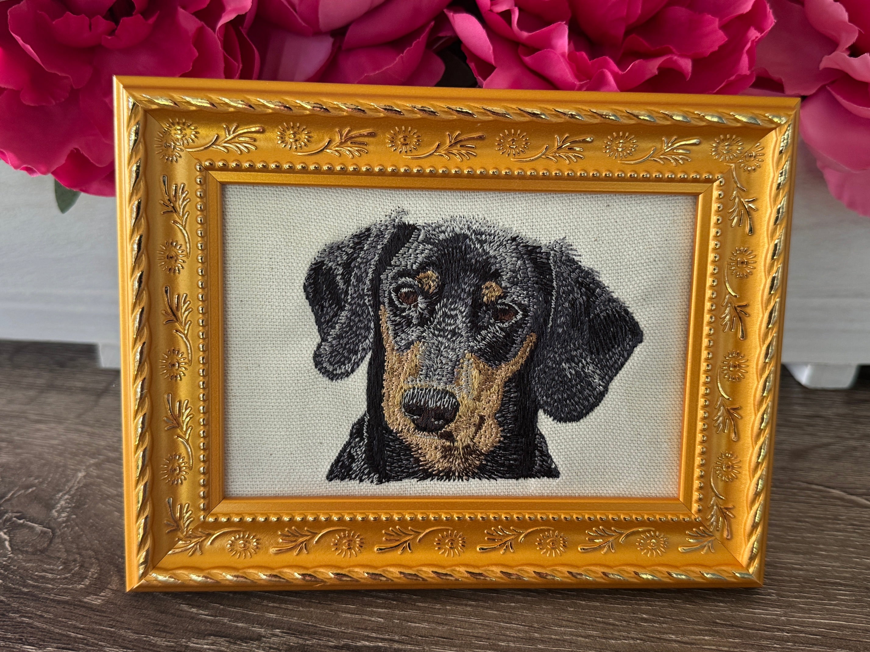 Dachshund Machine Embroidered Art | Framed Dog Breed Décor