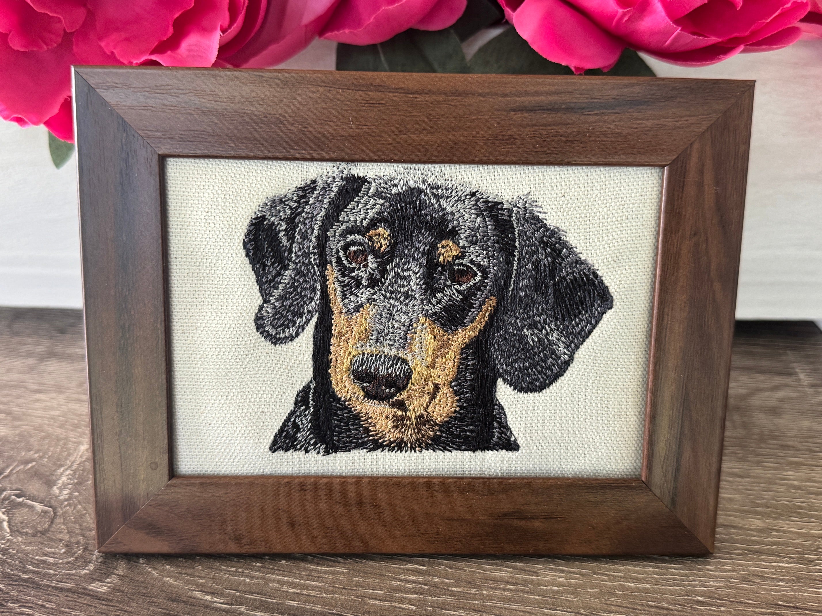 Dachshund Machine Embroidered Art | Framed Dog Breed Décor