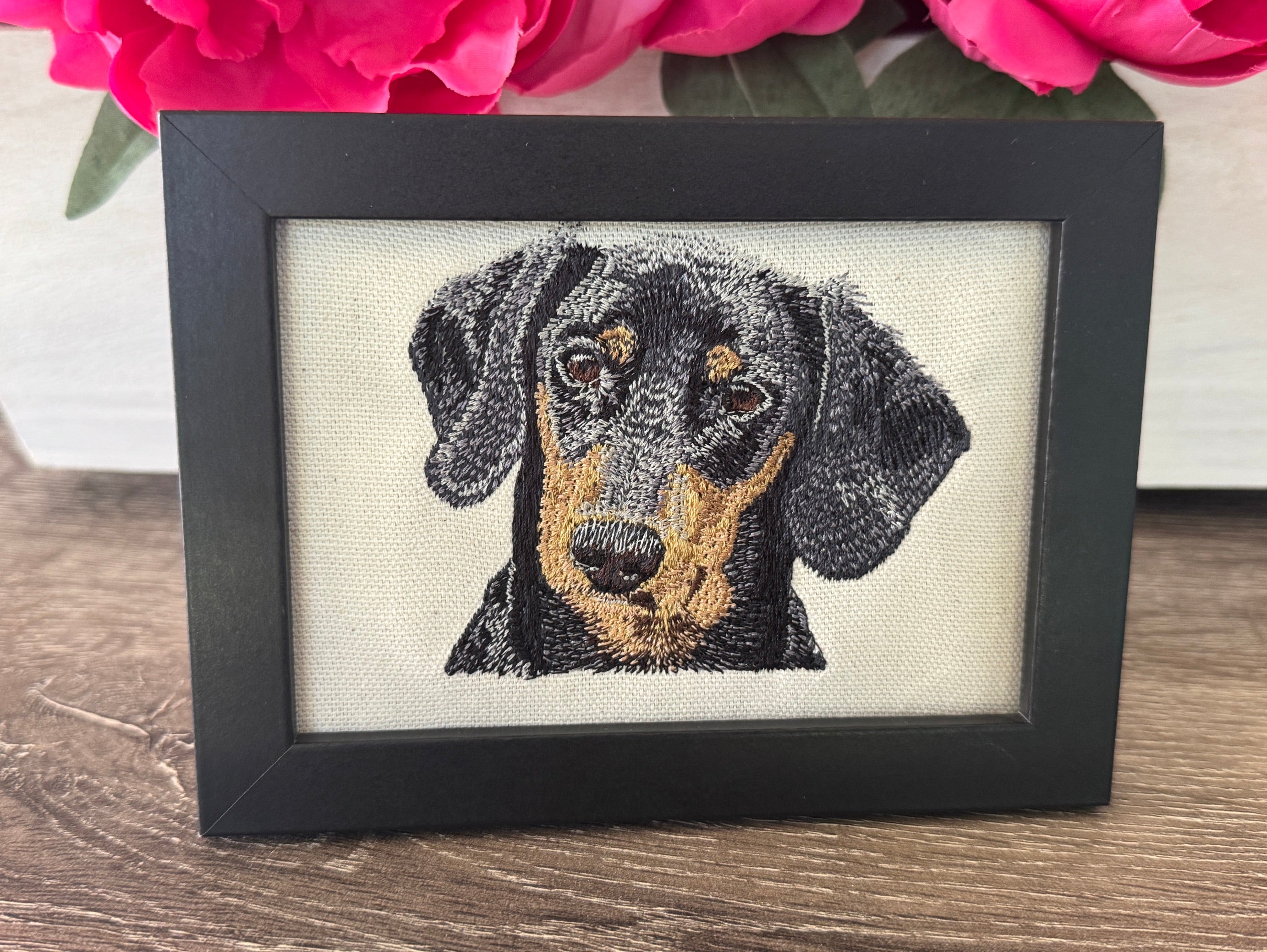 Dachshund Machine Embroidered Art | Framed Dog Breed Décor